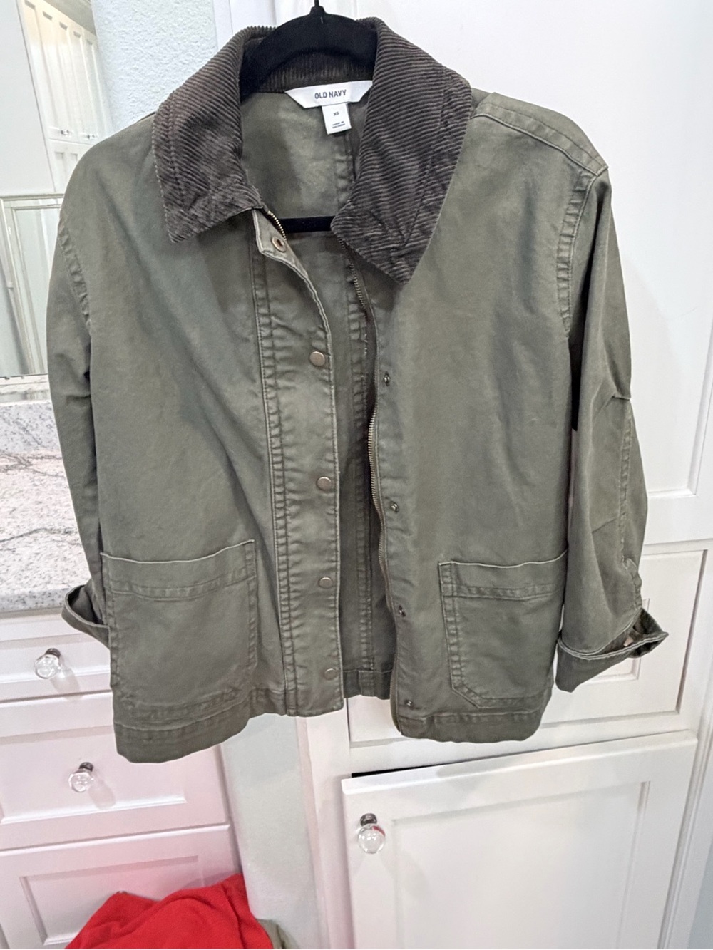Old Navy Olive Utility Jacket with Corduroy Collar